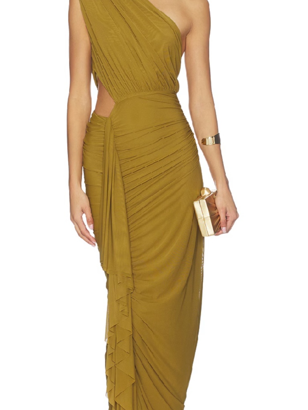 Superdown Moss Green One-Shoulder Dress